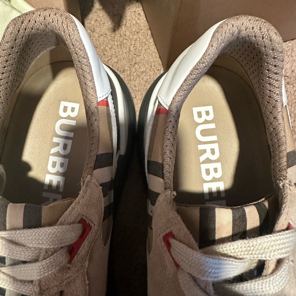 Burberry check, suede and leather sneakers - Picture 10 of 14